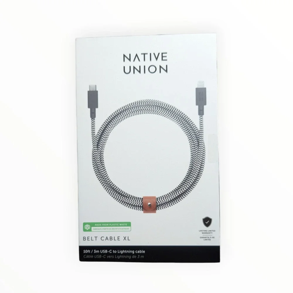 K5-O Native Union Belt XL 10ft USB-C to Lighting Charging Cable - Zebra